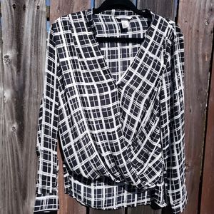 H&M black & white wrap top 3/$30